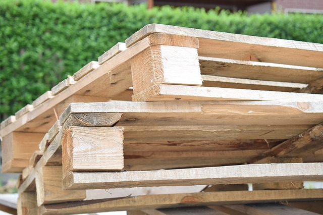 stacked wooden pallets